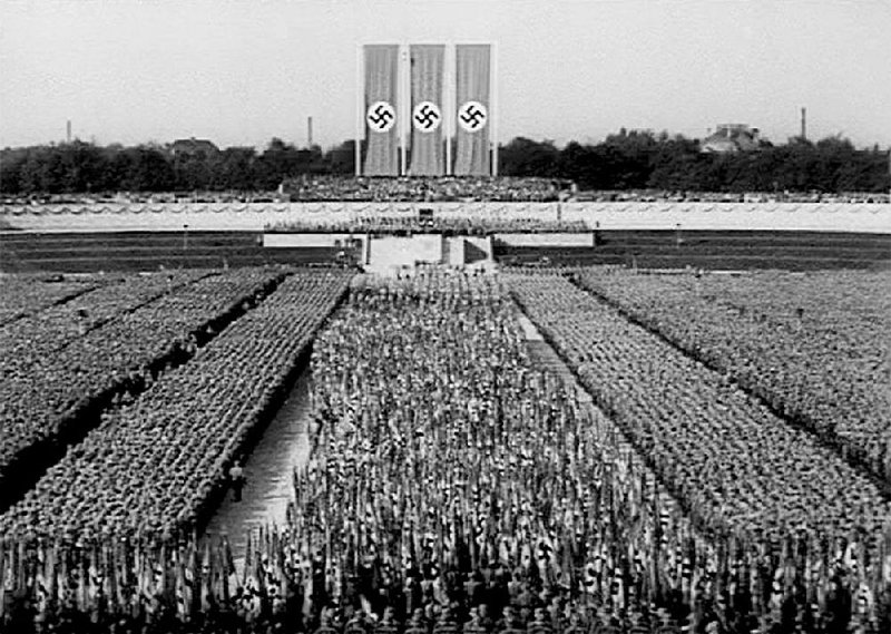 A scene from Leni Riefenstahl’s 1935 movie Triumph of the Will, which is considered the greatest propaganda film ever made.
