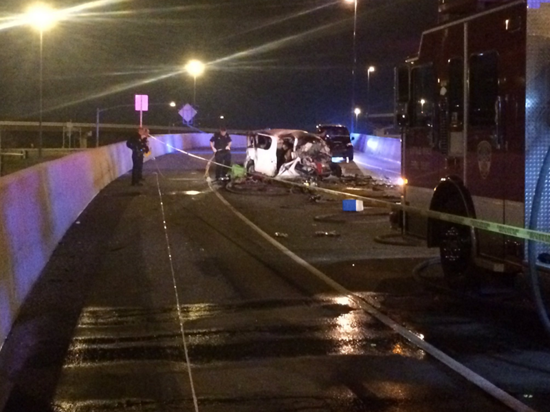 Police investigate a wreck in west Little Rock Monday night that killed 2 people.