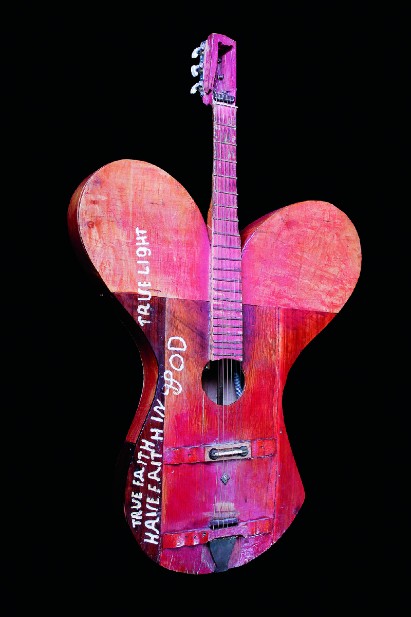 A butterfly guitar made from scraps is part of the “True Faith, True Light: The Devotional Art of Ed Stilley” exhibit on display at the Old State House Museum, 300 W. Markham St. Hours are 9 a.m.- 5 p.m. Monday-Saturday, 1-5 p.m. Sunday. Call (501) 324-9685.