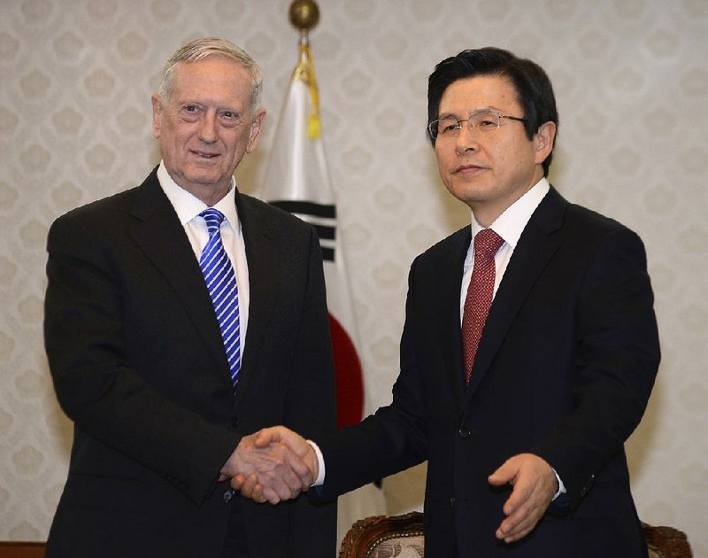 U.S. Defense Secretary James Mattis meets Thursday in Seoul with South Korea’s acting President Hwang Kyo-ahn. The two leaders spoke about North Korea’s “provocative behavior.” 