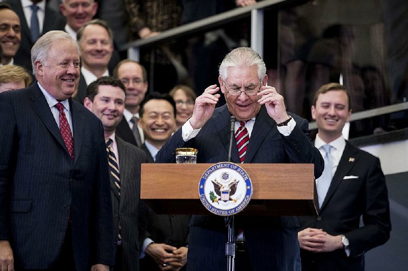 Secretary of State Rex Tillerson addresses State Department employees Thursday, telling them, “We cannot let our personal convictions overwhelm our ability to work as one team.” 
