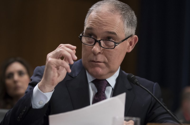  In this Jan. 18, 2017 file photo, Environmental Protection Agency Administrator-designate, Oklahoma Attorney General Scott Pruitt testifies on Capitol Hill in Washington at his confirmation hearing before the Senate Environment and Public Works Committee.