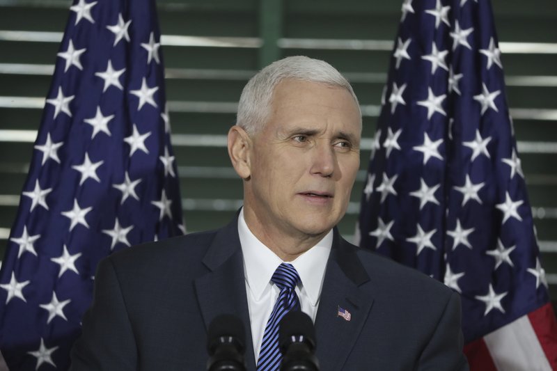 Vice President Mike Pence speaks at Congress Hall in Philadelphia on Saturday, Feb. 4, 2017, on the Constitution, role of the judiciary and the Supreme Court nomination of Neil Gorsuch. The event was hosted by the Federalist Society, a conservative legal group. (David Swanson/The Philadelphia Inquirer via AP, Pool)
