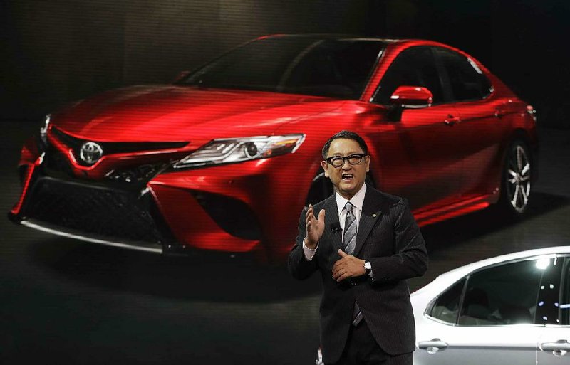Toyota President Akio Toyoda introduced the 2018 Camry last month at the North American International Auto Show in Detroit. The Japan-based company said in a profit forecast Monday that it expects more favorable exchange rates for the yen.