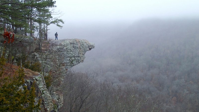 Hawksbill Crag in the Upper Buffalo Wilderness is one of the most photographed promontories in Arkansas. A round-trip hike from the trailhead to the crag and back is three miles.