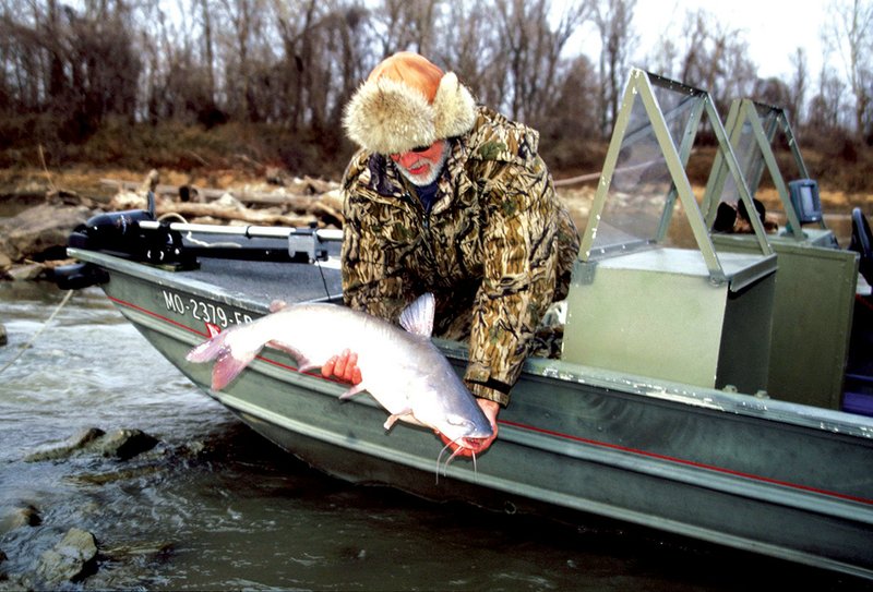 Winter may not seem like the best season for a catfishing excursion, but nice fish like this one caught by Reggie Gebhardt of Glasgow, Mo., await anglers who dress for the cold and give it a try.