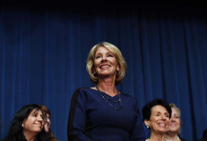 Betsy DeVos, newly confirmed United States Secretary of Education, addressed employees at the U.S. Department of Education on Wednesday. 