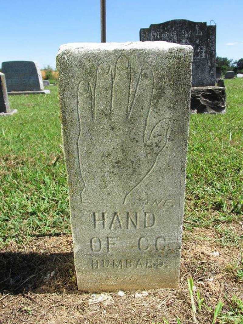 The burial of detached limbs appears to be a tradition throughout the South, according to author and researcher Abby Burnett. This burial site at Hale Cemetery in Carroll County contains the hand that Calvin Canedy Humbard lost in a farming accident, Burnett said. 