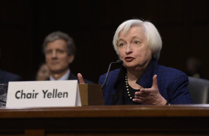 In this Thursday, Nov. 17, 2016, file photo, Federal Reserve Chair Janet Yellen testifies on Capitol Hill in Washington, before the Joint Economic Committee. 