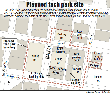 A map showing the planned tech park site.