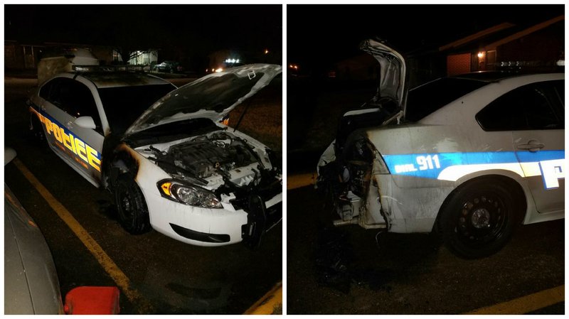A Helena-West Helena police officer's vehicle was totaled in a fire early Tuesday, Feb. 14, 2017.