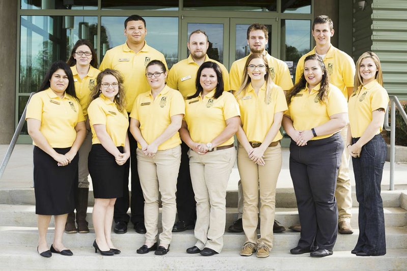 Arkansas Tech University-Ozark Campus announces its 2017 Chancellor’s Leadership Cabinet. The student organization assists with communication efforts among prospective and current students, alumni and friends, advancing the school’s mission through outreach and support of the communities the school serves. This year’s cabinet includes Deisy Becker of Ozark (front row, from left), Miranda Thomas of Coal Hill, Melissa Maestas of Ozark, Terra Fitch of Fort Smith, Brooklyn Ree of Ozark, Karen Olsen of Fort Smith, Sydney Simmons of Russellville, (back row) Alicia Thomas of Central City, Jacob Veach of Fort Smith, Sean Stamm of Ozark, Austin Gant of Pottsville and Andrew Komp of Subiaco.