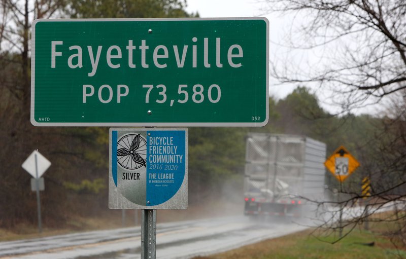 City of Fayetteville sign Tuesday, February 14, 2017 on Cato Springs Road in Fayetteville. 