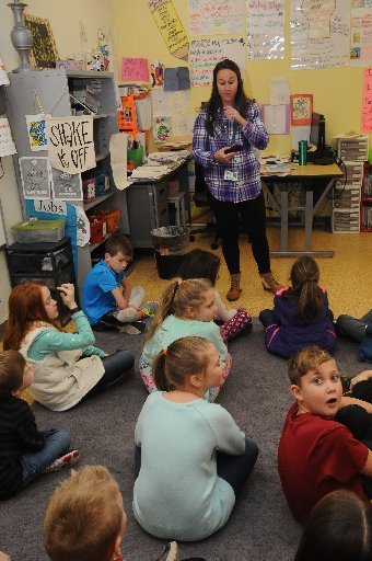 Megan Noriega teaches a history lesson Tuesday Jan. 17 2017 to her fourth grade students at Janie Darr Elementary in Rogers. The school is the newest in the Rogers school district and is in southwest Rogers, the fastest growing area of the district.