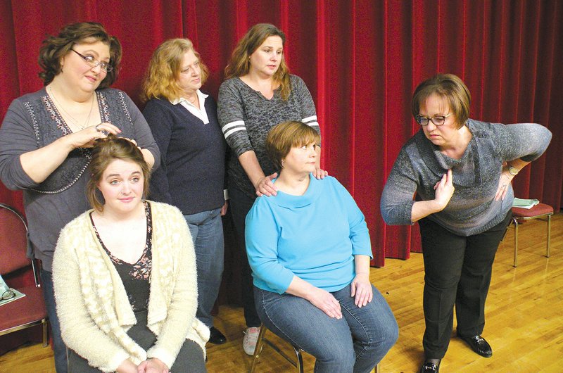 The Community Theatre of Jacksonville will present Steel Magnolias on March 3-5 at the Jacksonville Community Center. Cast members include, front row, from left, Gabi Baltzley, who plays Shelby; Shann Nobles, who plays M’Lynn; and Marsha “Marti” Ullendorf, who plays Ouiser; and back row, Brandy Everett, who plays Truvy; Patty Moneagle, who plays Clairee; and Tracy Courage, who plays Annelle.