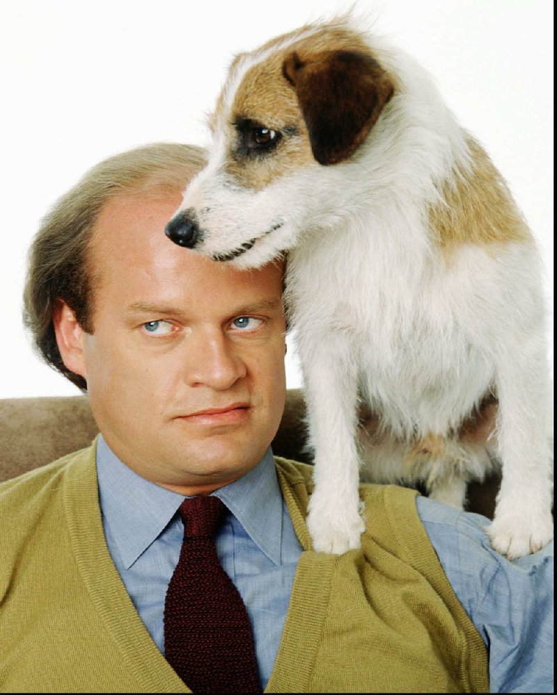 Frasier star Kelsey Grammer is shown in a 1994 publicity photo with Moose, who played the scene-stealing Eddie. The Parson Russell terrier died in 2006 at the age of 15.