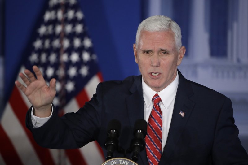 FILE - In this Jan. 26, 2017, file photo, Vice President Mike Pence speaks at the Republican congressional retreat in Philadelphia. 