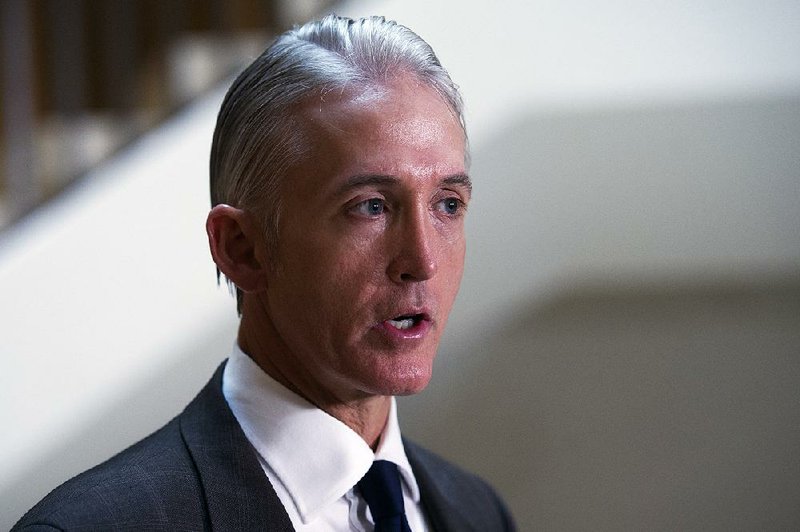 In this Sept. 4, 2015, file photo, U.S. Rep. Trey Gowdy, R-S.C., talks with the media on Capitol Hill in Washington. 