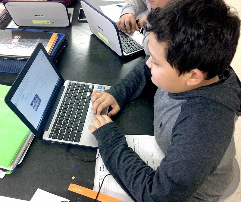 Photo submitted Seventh-grade student Joshua Martinez worked on researching the Ozark Hellbender Crayfish for a collaborative art and science project focusing on endangered species in Arkansas.