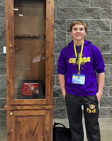 Submitted photo Fountain Lake Charter High School student Carson Tillery recently placed second in Woodworking, a Visual Arts competition, in the 74th annual Arkansas Senior Beta Convention at the Hot Springs Convention Center. Tillery qualified to compete in the National Senior Beta Convention this summer at the Walt Disney World Swan and Dolphin Resort in Orlando, Fla. Fountain Lake students entered various academic, art and talent events.