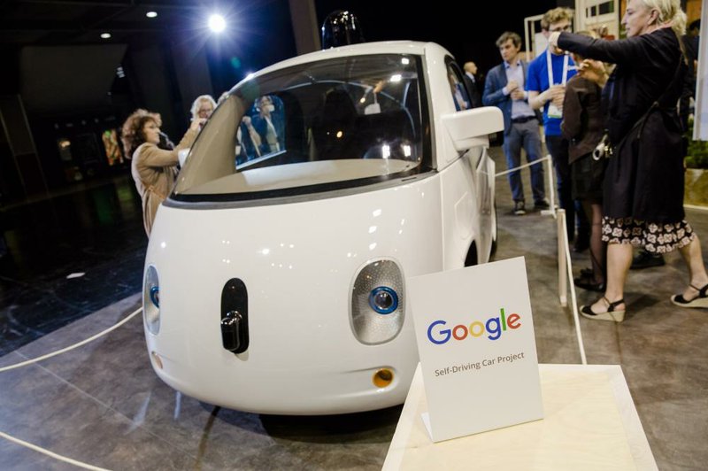 A Google self-driving car is on display at the Viva Technology conference in Paris in June.
