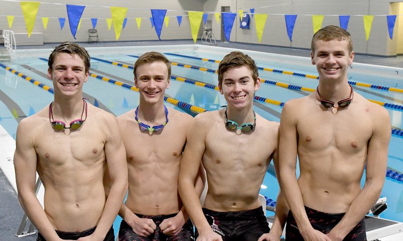 Bud Sullins/Special to the Herald-Leader The pool is competitive with senior swimmers, from left, Will O&#8217;Hare, Stephen Grant, Ryke Beever and Brittan Butler. The four will swim in their final high school meet Saturday at the Bentonville Community Center. Bud Sullins/Special to the Herald-Leader Siloam Springs senior swimmers, from left, Brittan Butler, Will O&#8217;Hare, Stephen Grant and Ryke Beever, will be competing in their final swim meet on Saturday at the Class 6A/7A State Swimming and Diving Championships at the Bentonville Community Center.