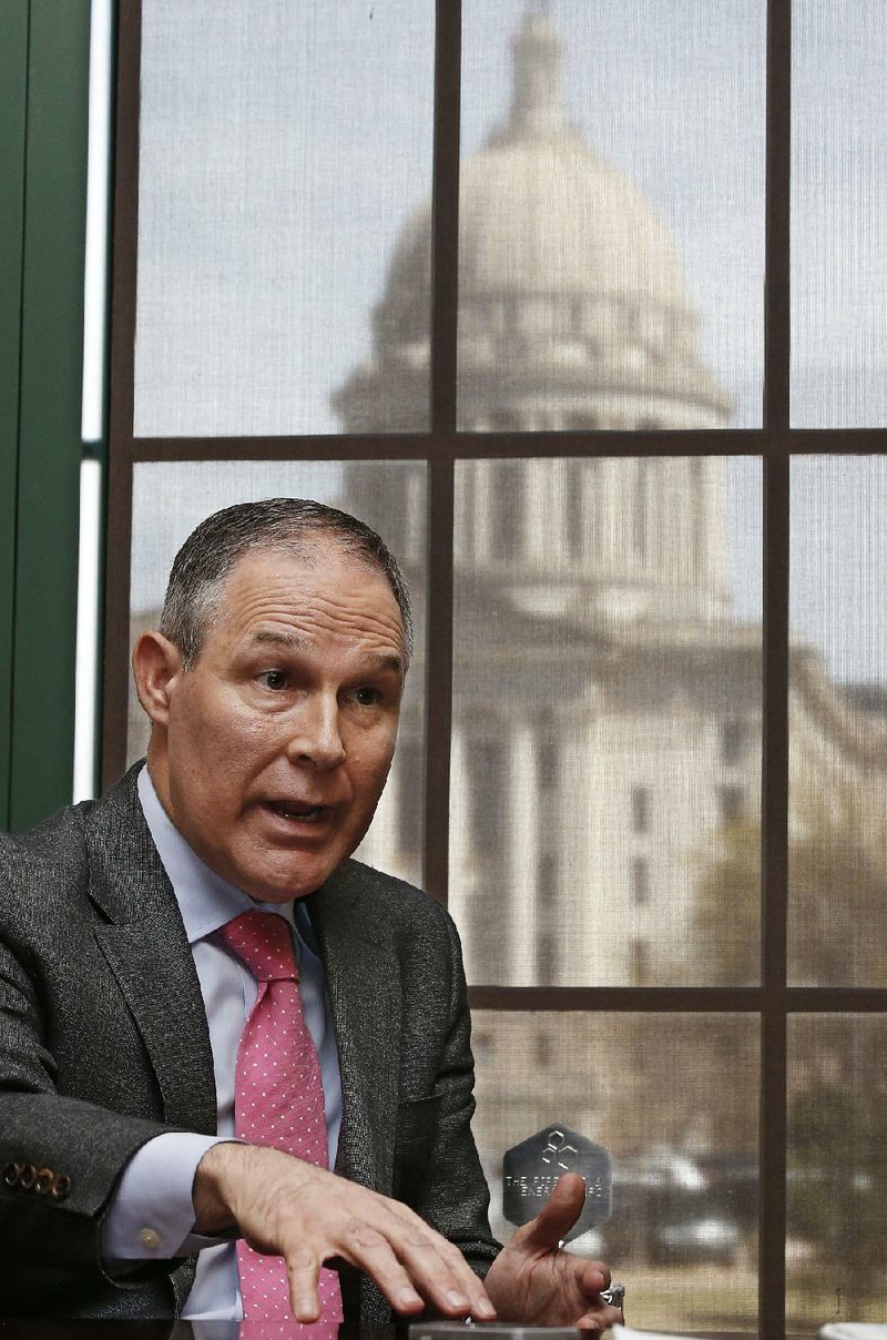 Scott Pruitt, shown on March 10, 2016, was in close touch with a network of energy firms and ultraconservative groups while Oklahoma’s attorney general, according to newly released emails.
