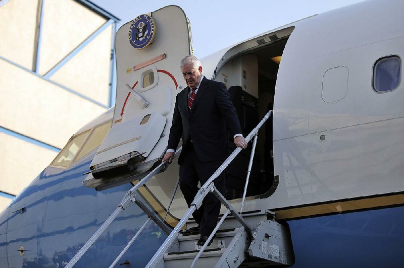 Secretary of State Rex Tillerson arrives Wednesday at Benito Juarez International Airport in Mexico City, where he and Homeland Security Secretary John Kelly will hold talks with Mexican officials in a fence-mending mission.