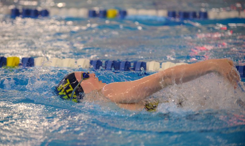 Rachel Reaves of Haas Hall competes in the 200-yard individual medley Jan. 26 in the Bentonville January Classic swim meet at the Bentonville Community Center.
