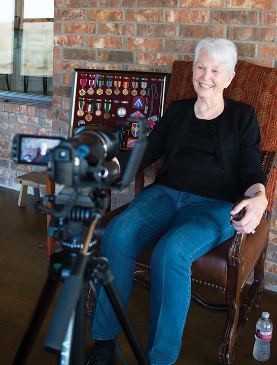 Retired Arkansas Army National Guard Col. Mary Francis “Frankie” Sears prepares to share her story during an interview at her home in Mayflower for the Library of Congress Veterans History Project. The project collects and preserves personal stories and other documents from America’s war veterans.
