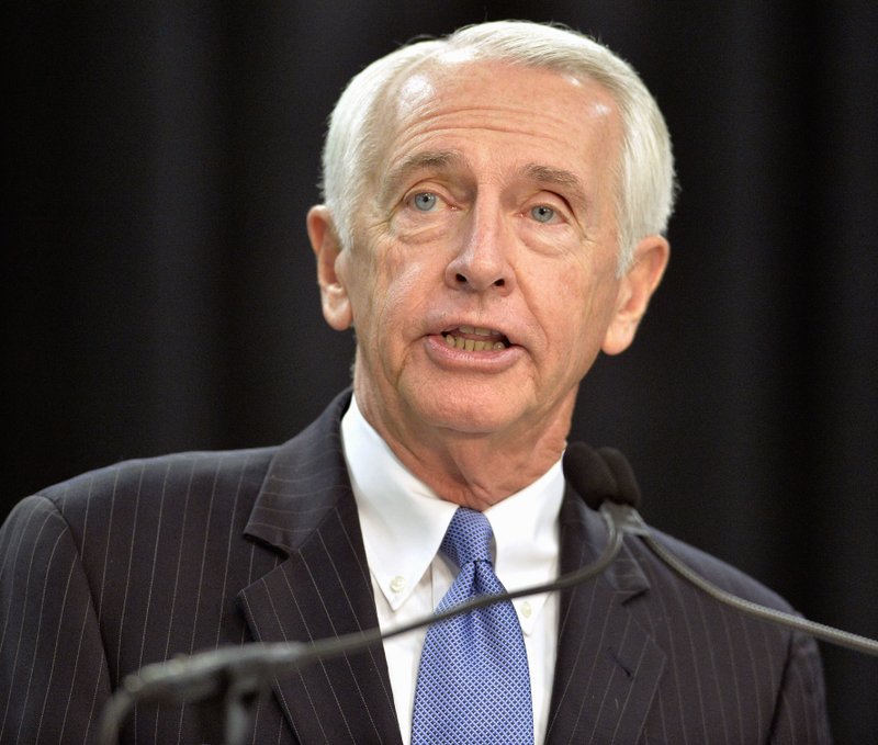FILE - In this Dec. 1, 2015 file photo, then-Kentucky Governor Steve Beshear speaks in Louisville, Ky. Democrats have tapped Beshear to deliver the party&#x2019;s response to President Donald Trump&#x2019;s address to a joint session of Congress Tuesday, Feb. 28, 2017, highlighting the Kentucky Democrat&#x2019;s efforts to expand health care coverage under the law Republicans are determined to repeal and replace.   (AP Photo/Timothy D. Easley, File)