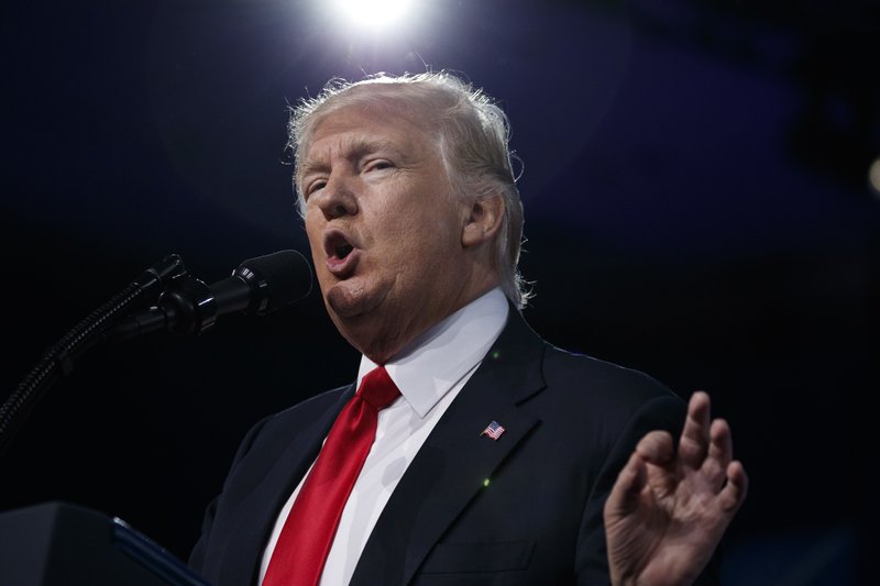 President Donald Trump speaks at the Conservative Political Action Conference (CPAC), Friday, Feb. 24, 2017, in Oxon Hill, Md. (AP Photo/Evan Vucci)