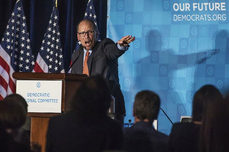 New Democratic National Committee Chairman Tom Perez gives his victory speech Saturday in Atlanta, calling on Democrats to fight “the worst president in the history of the United States.”