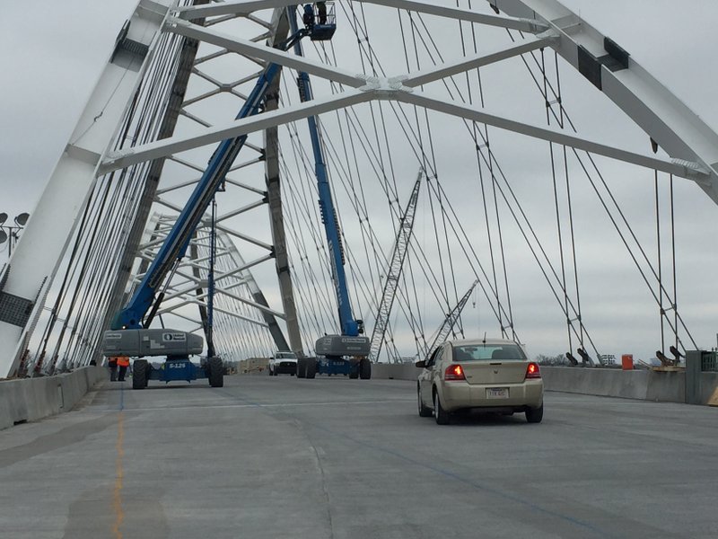 Local and state officials rode across the nearly completed Broadway Bridge for the first time Monday, Feb. 27. 
