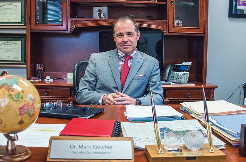 Mark Gotcher of Russellville, deputy commissioner for the Arkansas Department of Education, sits at his desk in Little Rock. Gotcher, 52, was hired in February as the new superintendent for the Russellville School District. A former teacher and administrator in the district, he will take over July 1 for Randall Williams, who is retiring.