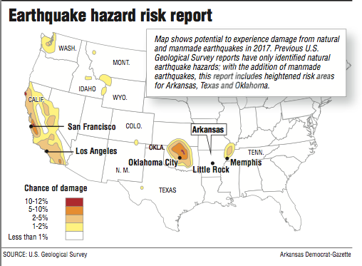A map showing earthquake hazard risk