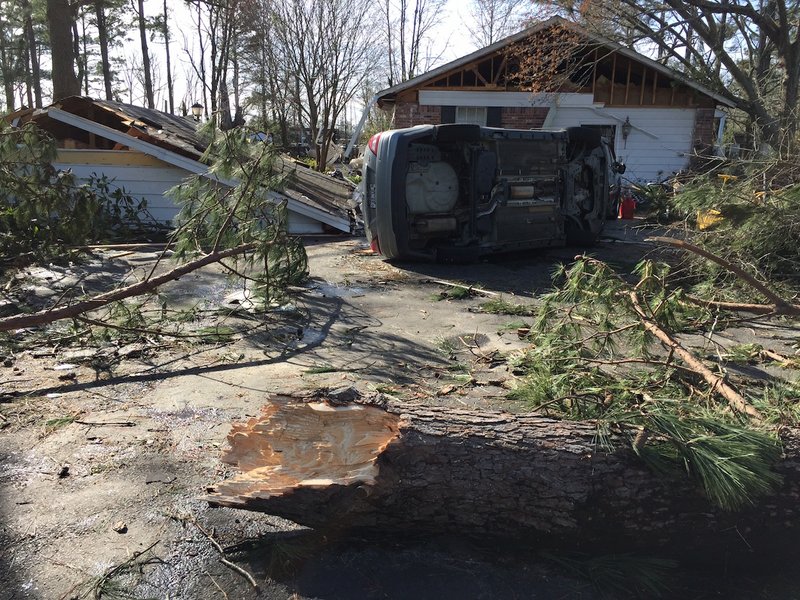 The National Weather Service confirmed that an EF-1 tornado caused damage to homes in Higginson, a town of about 650 residents south of Searcy, on Tuesday, Feb. 28, 2017.