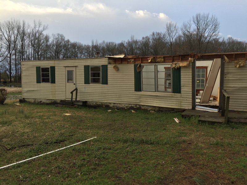 A trailer home in Higginson had its roof ripped off in strong storms that moved through White County Tuesday night.