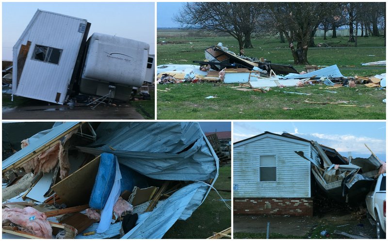 The Grimes Unit, located about four miles northeast of Newport off Arkansas 384 in Jackson County sustains damage in storms that struck the state Wednesday, March 1, 2017.