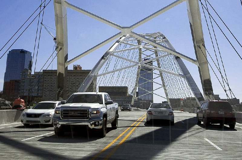 Vehicles cross the Broadway Bridge on March 1 during the first full day the new bridge was in operation.