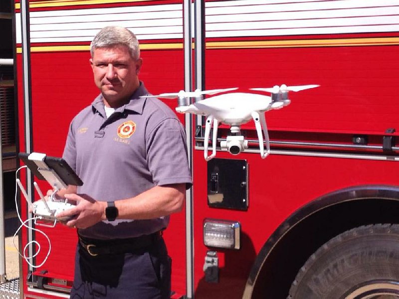 Lt. Fred Thorne flies the West Memphis Fire Department’s drone at the city’s Seventh Street station. “This is going to be great,” Thorne said. “This is going to be a very beneficial tool for our Fire Department.” 