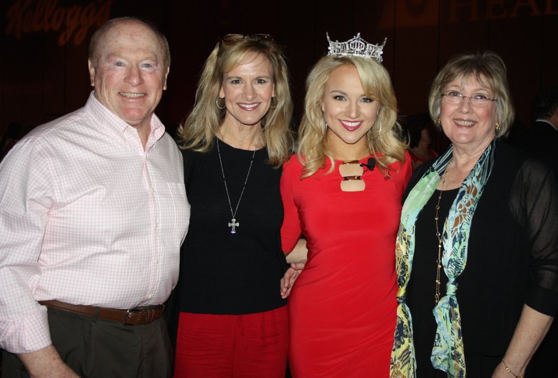  Miss America Savvy Shields (second from right) is joined by family members Don Shields, Karen Shields and Patty Jensen at the Go Red luncheon on Feb. 23 at the John Q. Hammons Center in Rogers. Savvy was the keynote speaker for the American Heart Association benefit.