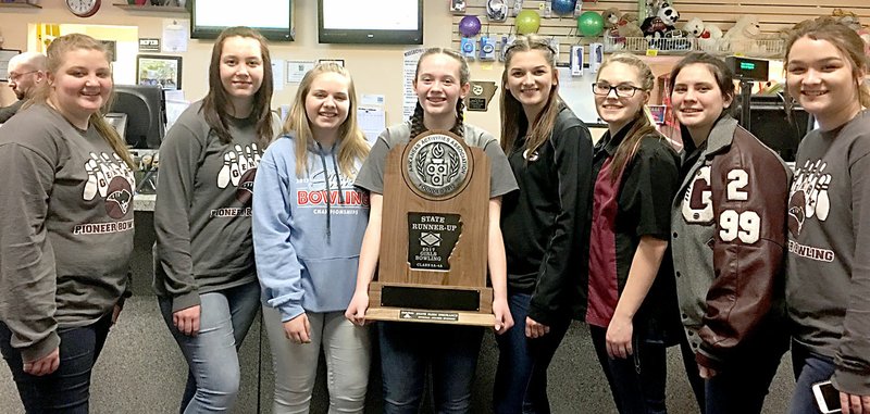 Submitted Photo The Gentry girls&#8217; bowling team took second in state competition. Bowlers included Rachel Martin, Carissa Goesens, AnnDee Holt, Victoria Barnes, Yuliana Stasiv, Madison Stanfill, Billi Taylor, Angel Lawrence and Harley Stanfield (not pictured).