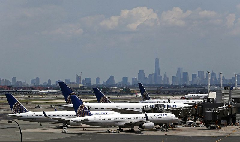 United Airlines jets wait at Newark, N.J., Liberty International Airport in this file photo. Emirates airline is set to open a route from New Jersey to Athens, Greece, starting Sunday.