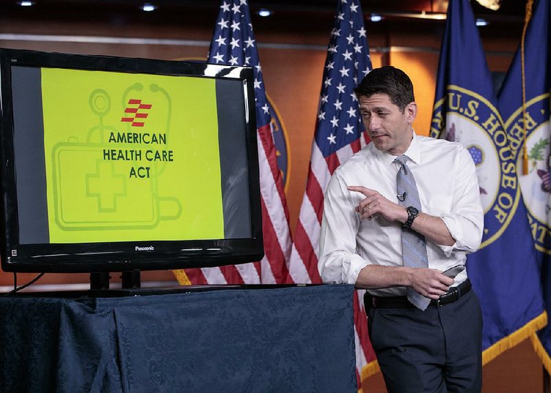 House Speaker Paul Ryan of Wisconsin, at a news conference Thursday on Capitol Hill, presents his explanation of the GOP’s long-awaited plan to repeal and replace the Affordable Care Act.