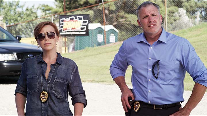 Jennica Schwartzman, left, plays detective Rachel Willow, and Austin Haley plays detective Rob Shepherd in the feature film Ridge Runners. The film, directed by Hunter West and co-written by West and Austin Lott, both of Jonesboro, will be the closing film in the fourth annual Royal Film Festival at the Royal Theatre in Benton.