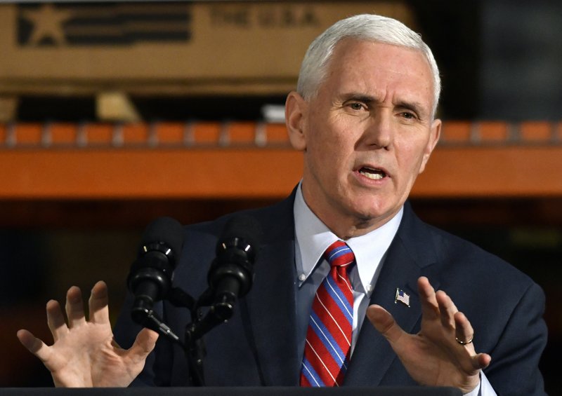 Vice President Mike Pence speaks at the Harshaw Trane Parts and Distribution Center, Saturday, March 11, 2017, in Louisville, Ky. Pence said that the so-called Obamacare law had failed the nation and the Trump administration would need the backing of rank-and-file Republicans to pass their health care overhaul. (AP Photo/Timothy D. Easley)