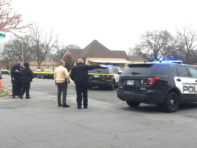 Police investigate after a shooting near Arkansas Baptist College in Little Rock injured one person Tuesday, March 14.
