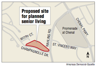 A map showing the proposed site for planned senior living