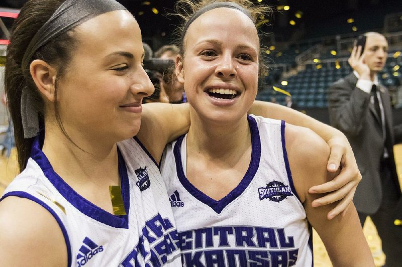 Central Arkansas guard Maggie Proffitt (right) leads the Sugar Bears in scoring average and three-pointers made while shooting a career best from the floor.